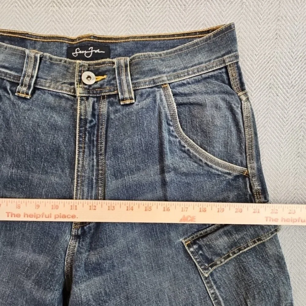 Sean John Jeans Men’s 32x32 Blue Y2K Hip Hop Baggy Wide Leg Denim Zip Pockets - Picture 4 of 13